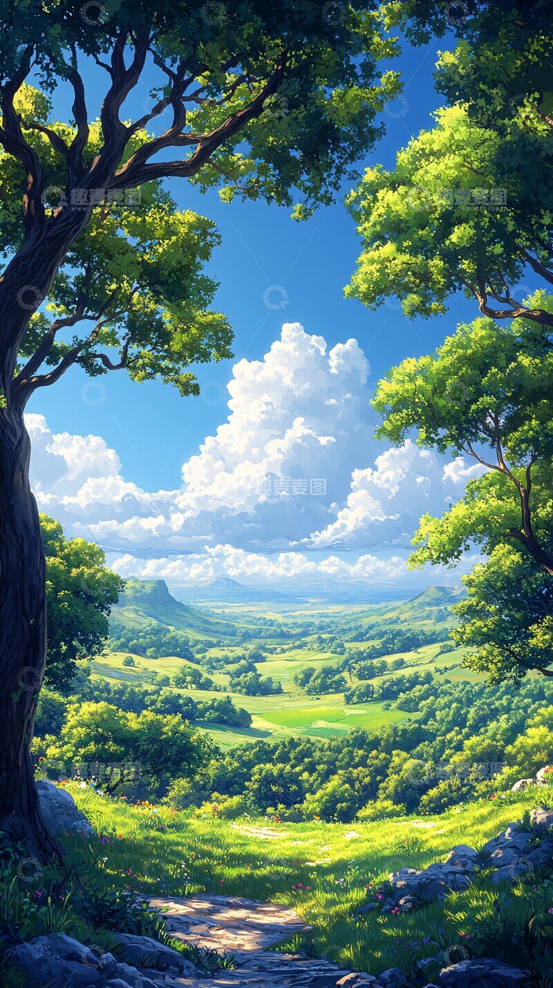 高清大图下载【趣麦麦图】平原树影平原森林叶子3