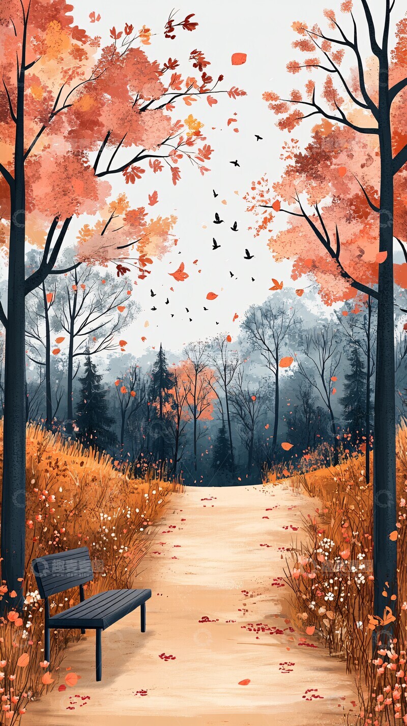 高清大图下载【趣麦麦图】公园长椅背景3