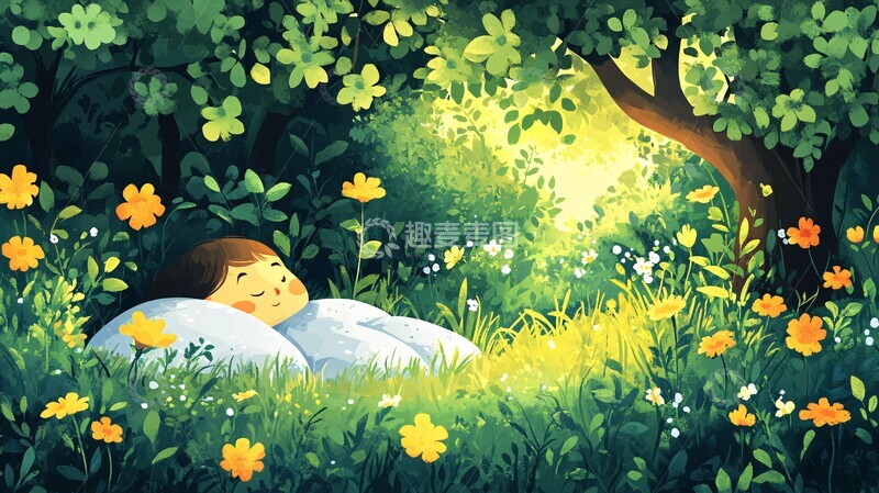 树下草地草地花园背景3