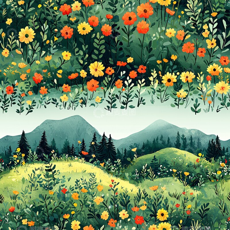 高清大图下载【趣麦麦图】绿色花朵风景2