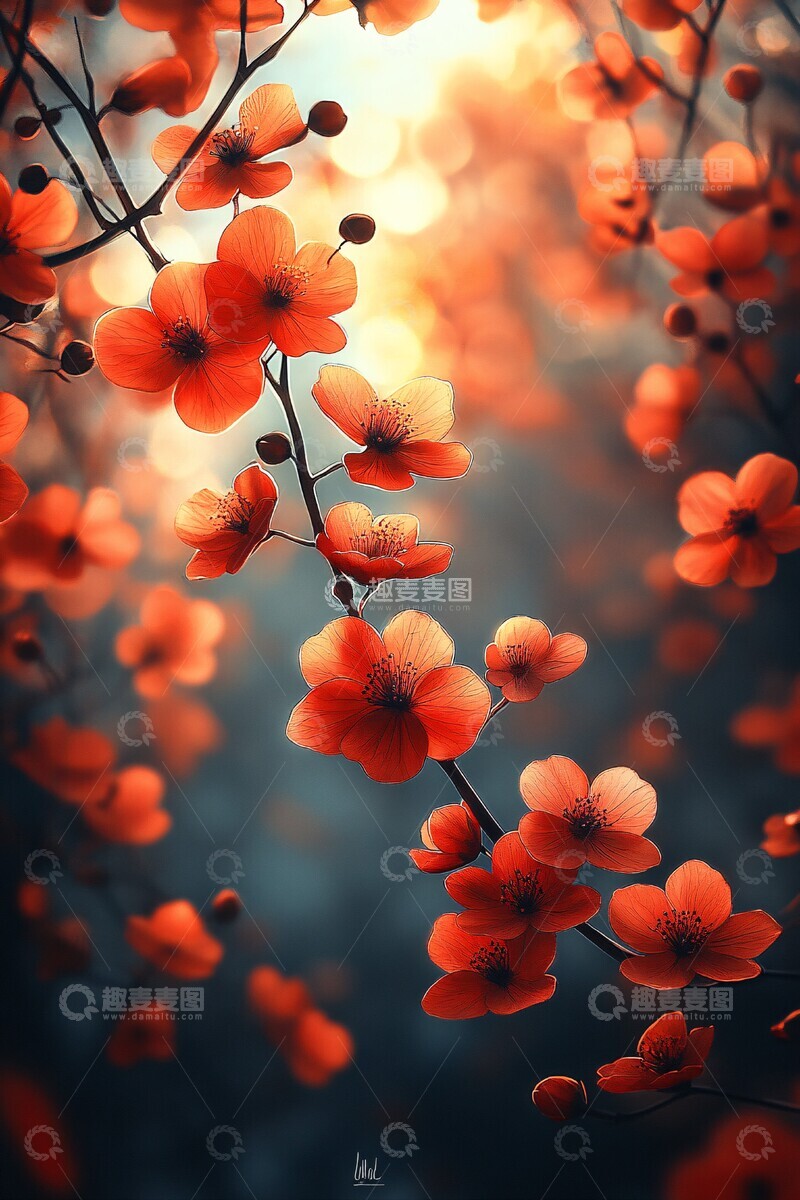 高清大图下载【趣麦麦图】秋林花影三维深度细腻3