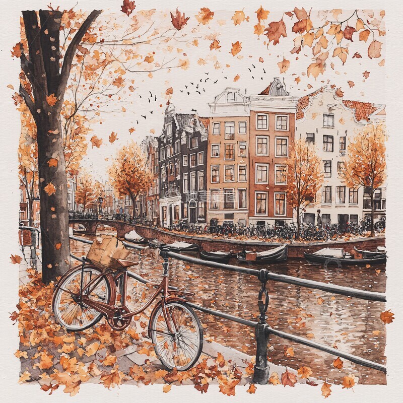 高清大图下载【趣麦麦图】秋日运河旁的景致1