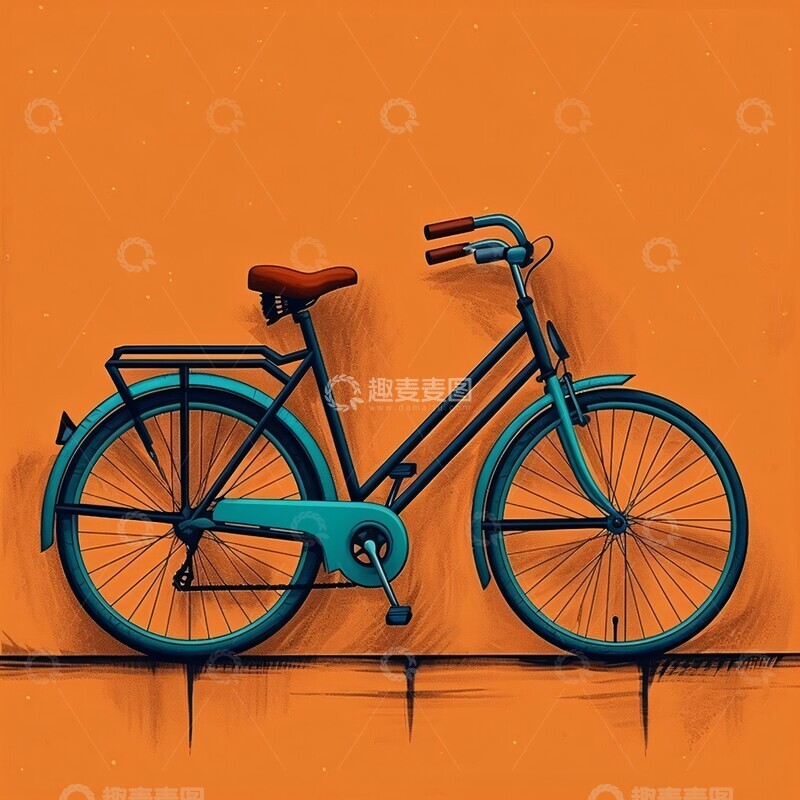 高清大图下载【趣麦麦图】橙蓝青自行车2