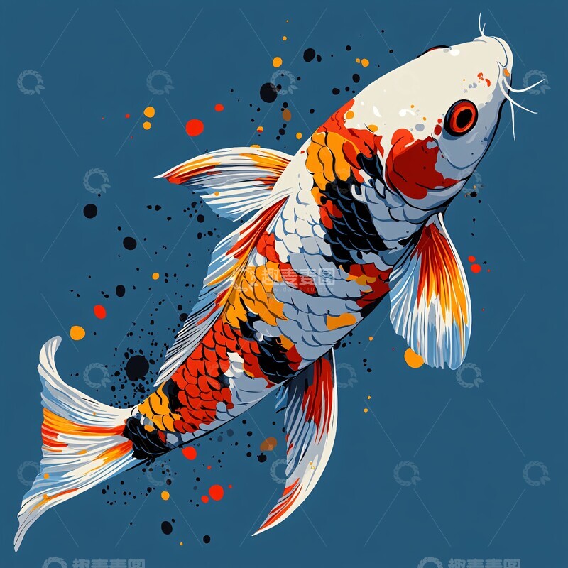 高清大图下载【趣麦麦图】鲤鱼跃动鲤鱼跃动扁平3