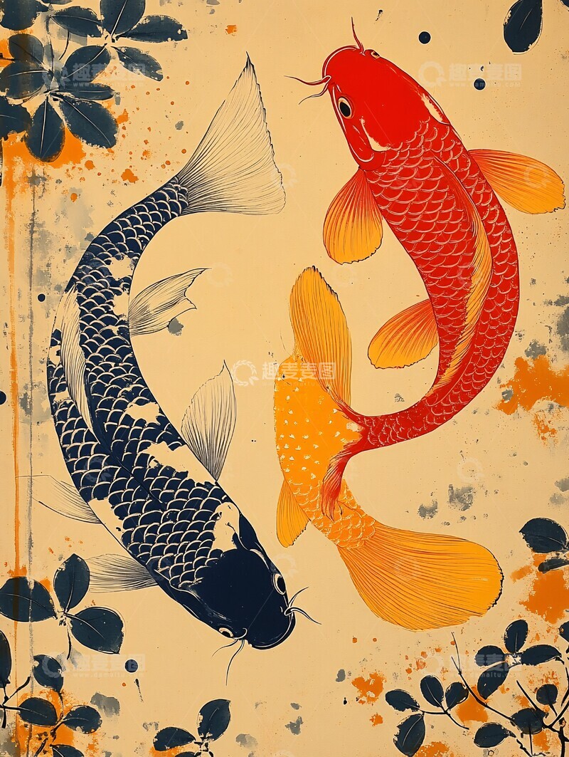 高清大图下载【趣麦麦图】锦鲤斑点密纹图2