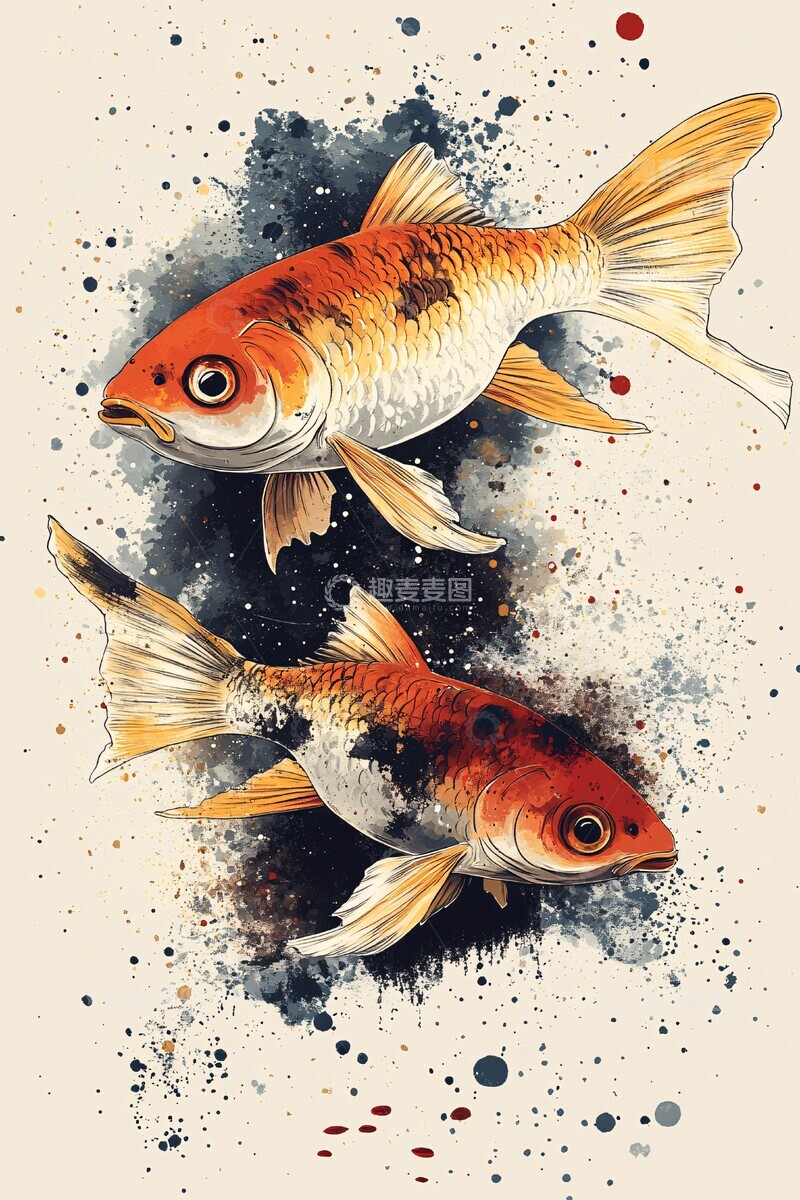 高清大图下载【趣麦麦图】-幻想鱼色彩插画2