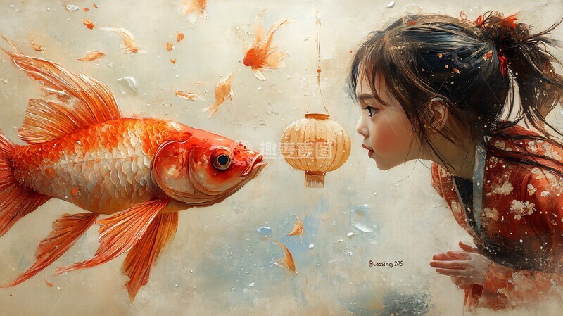 高清大图下载【趣麦麦图】鱼灯剪纸祝福2