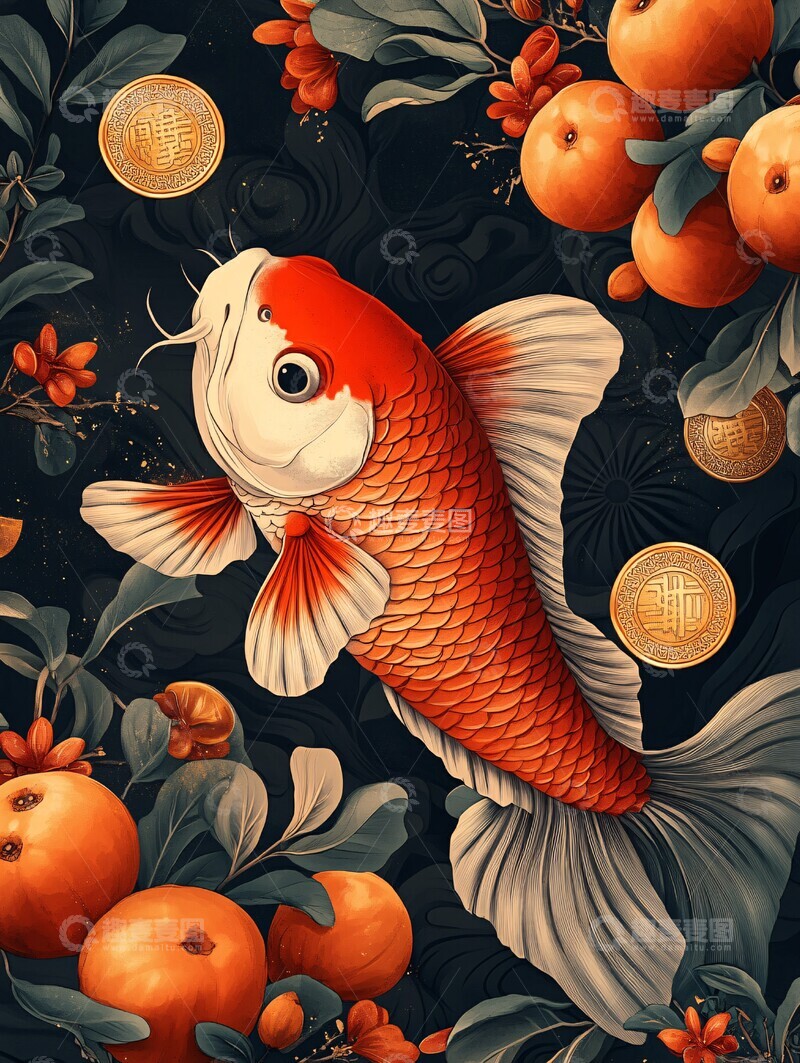 高清大图下载【趣麦麦图】红色信封鲤鱼装饰3