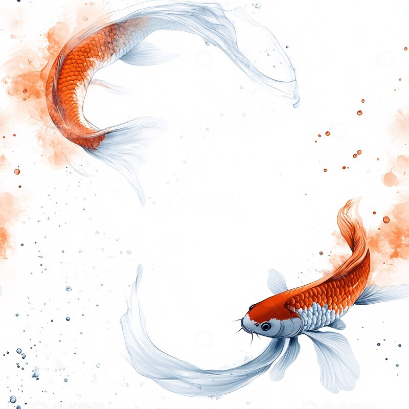 高清大图下载【趣麦麦图】双尾锦鲤游动3