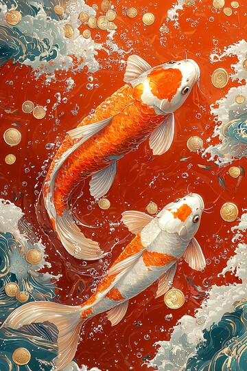 游动的橙色锦鲤2