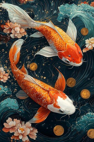 游动的橙色锦鲤3