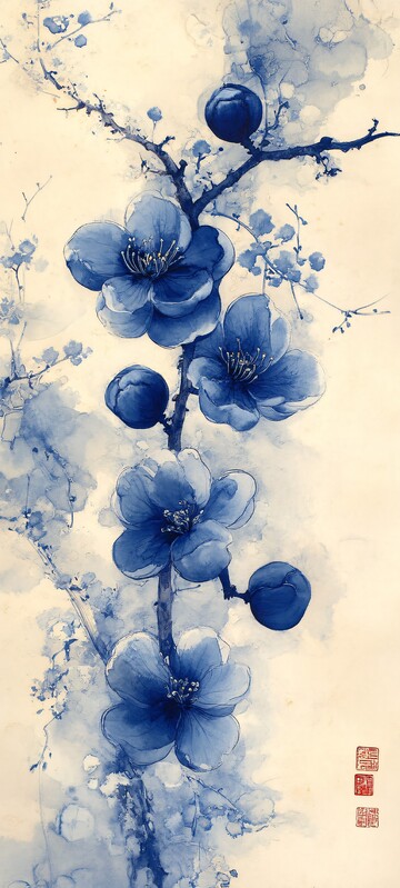 青花瓷墨梅图3