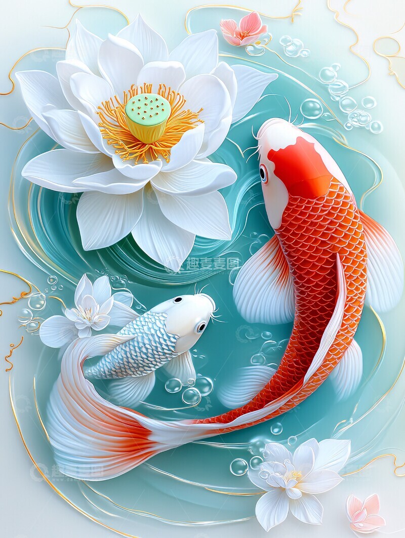 高清大图下载【趣麦麦图】荷花池锦鲤荷花锦鲤池塘2