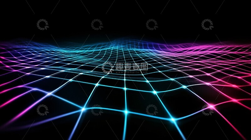 高清大图下载【趣麦麦图】蓝紫波纹网格1