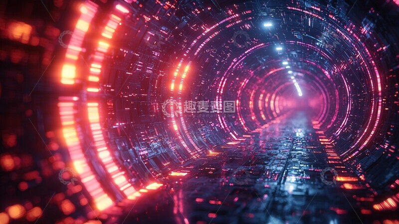 高清大图下载【趣麦麦图】几何光环漂浮空间3