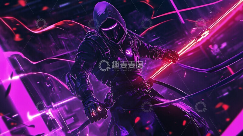 高清大图下载【趣麦麦图】紫色红色流光线3