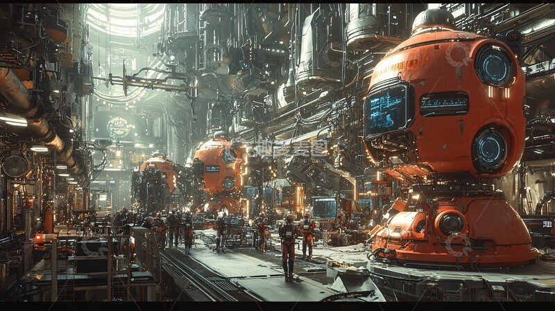 高清大图下载【趣麦麦图】机器人装配工厂3