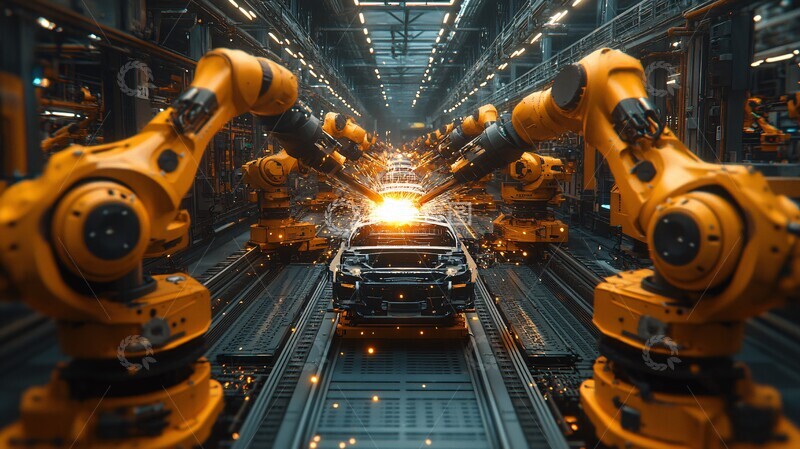 高清大图下载【趣麦麦图】机器人焊接汽车框架6