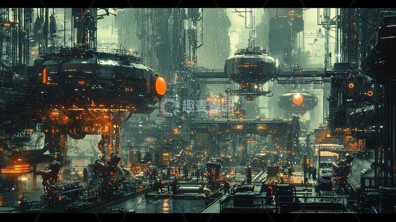 高清大图下载【趣麦麦图】机器人装配工厂1