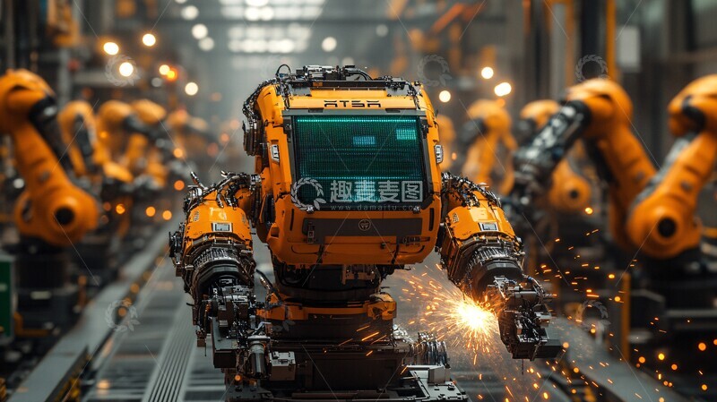 高清大图下载【趣麦麦图】特斯拉工厂装配线2