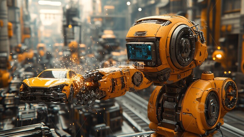 高清大图下载【趣麦麦图】机械臂焊接车身2