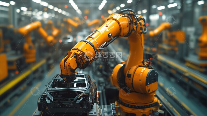 高清大图下载【趣麦麦图】机械臂装配汽车3