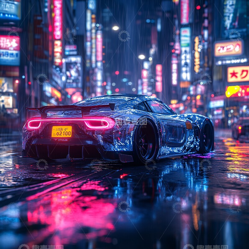 高清大图下载【趣麦麦图】未来跑车光影轨迹3