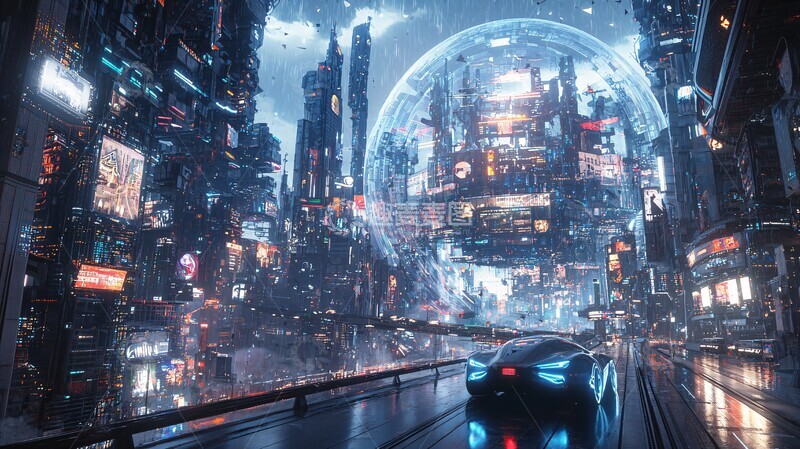 高清大图下载【趣麦麦图】透明穹顶科技城