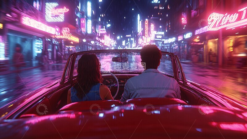 高清大图下载【趣麦麦图】敞篷车夜行敞篷车夜行情侣2