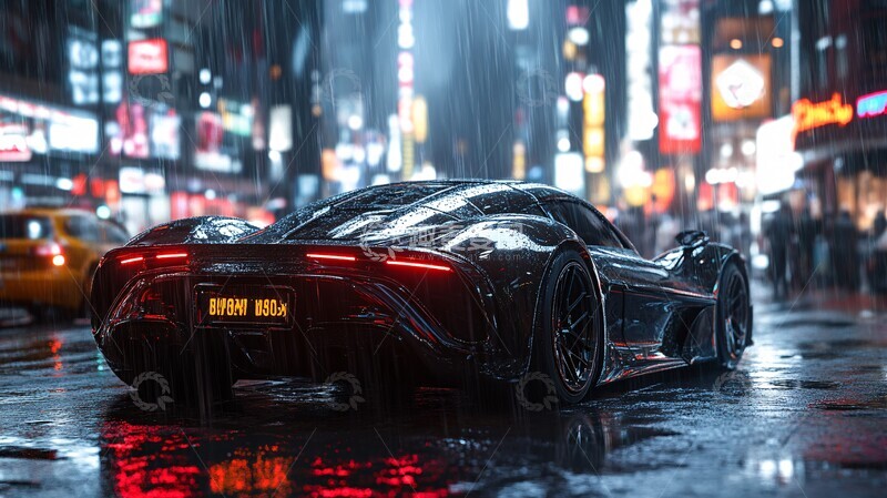 高清大图下载【趣麦麦图】雨夜未来都市5