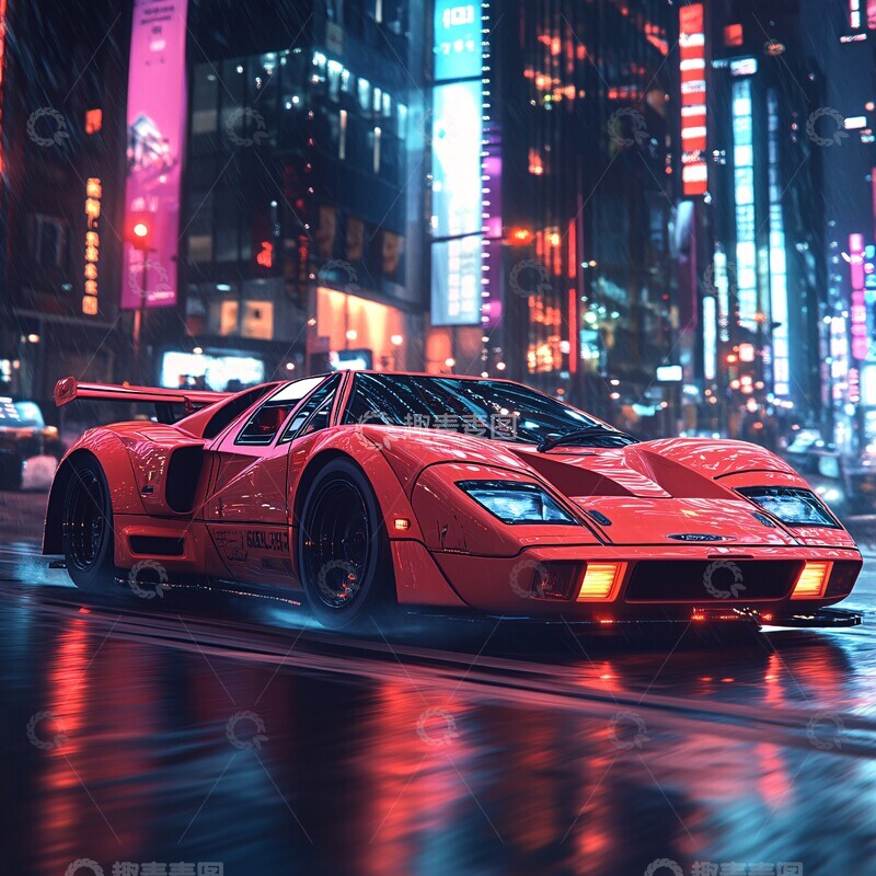 高清大图下载【趣麦麦图】霓虹跑车夜晚驰骋2