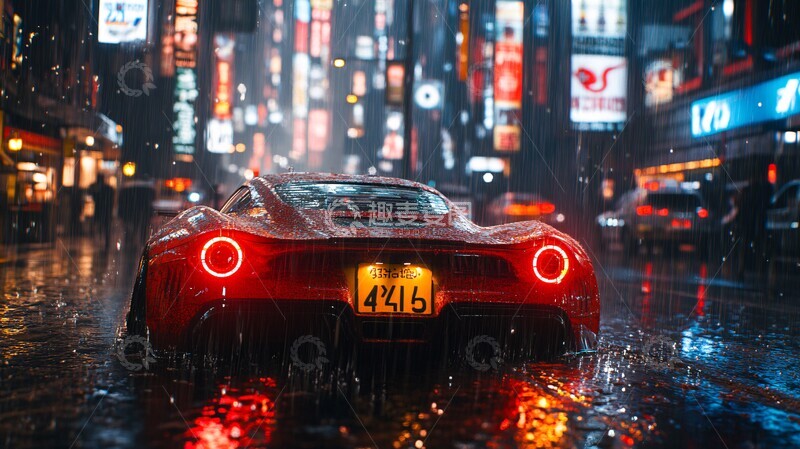 高清大图下载【趣麦麦图】雨夜未来都市2
