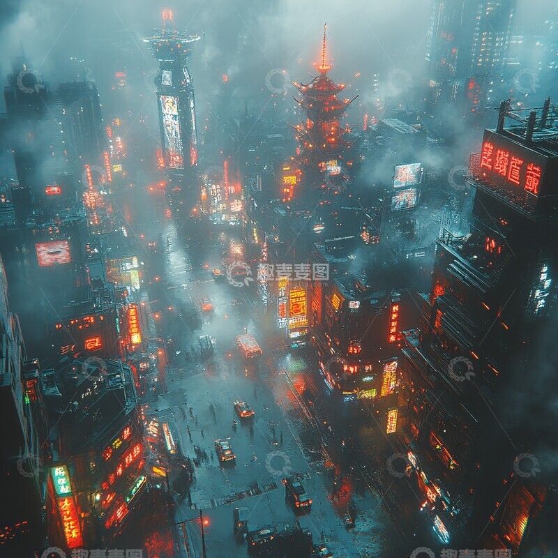 高清大图下载【趣麦麦图】赛博朋克夜景3