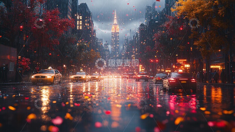 高清大图下载【趣麦麦图】雨夜未来都市4