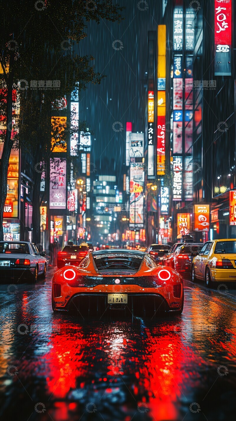 高清大图下载【趣麦麦图】赛车夜驰光影流1