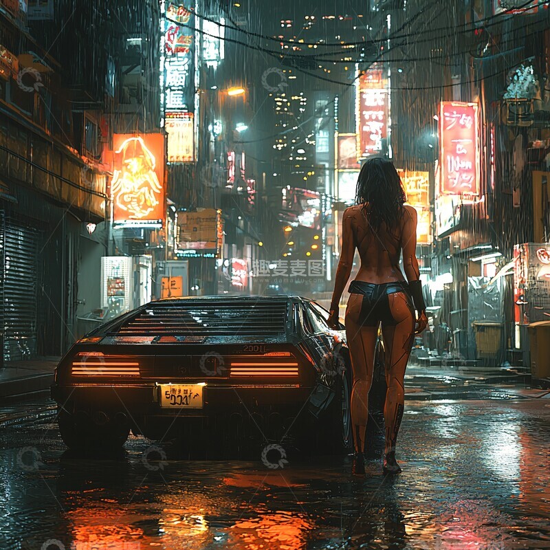 高清大图下载【趣麦麦图】夜城停车停车未来都市1