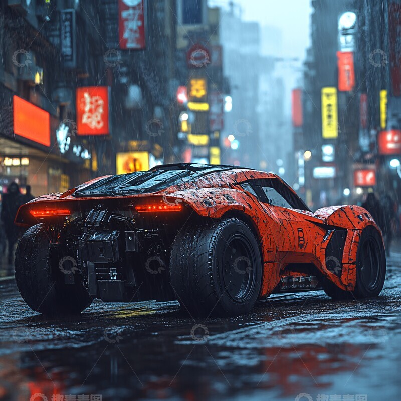 高清大图下载【趣麦麦图】赛博朋克背景皮卡车3