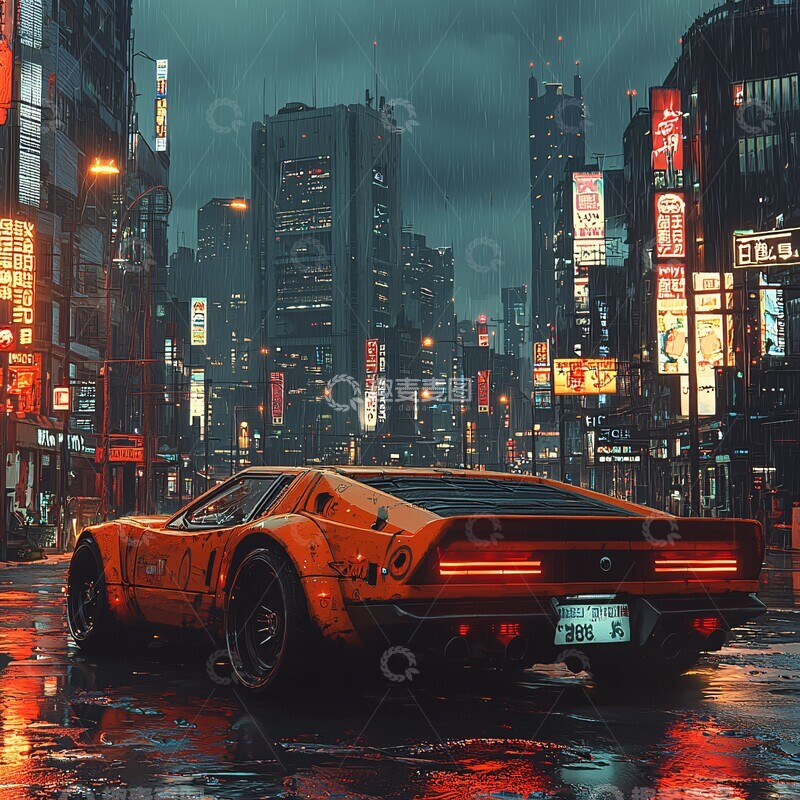 高清大图下载【趣麦麦图】夜城停车停车未来都市3