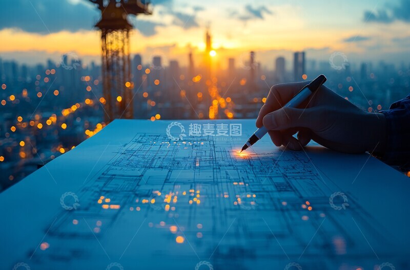 高清大图下载【趣麦麦图】建筑蓝图施工现场2