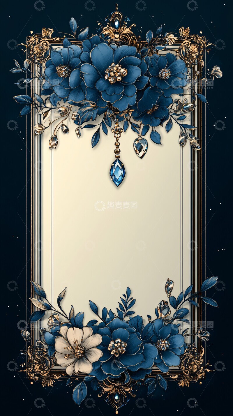 蓝线白底装饰框3