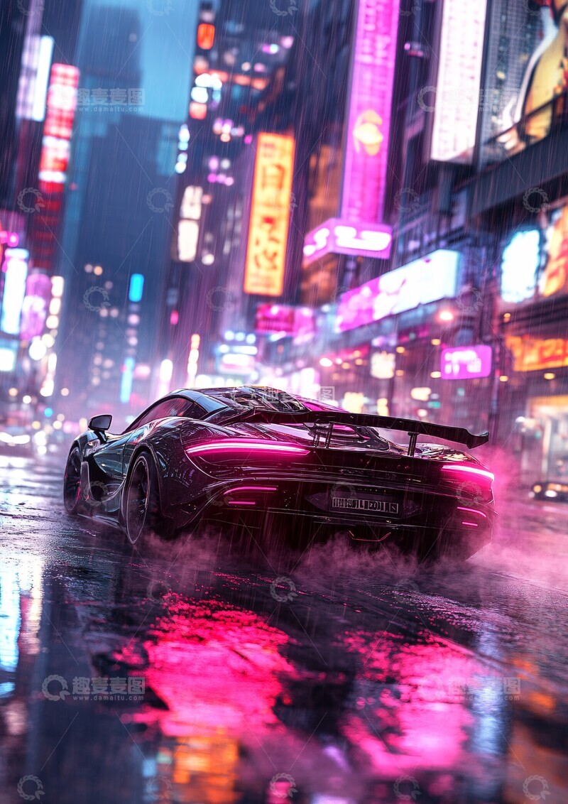 高清大图下载【趣麦麦图】豪车穿梭霓虹街3