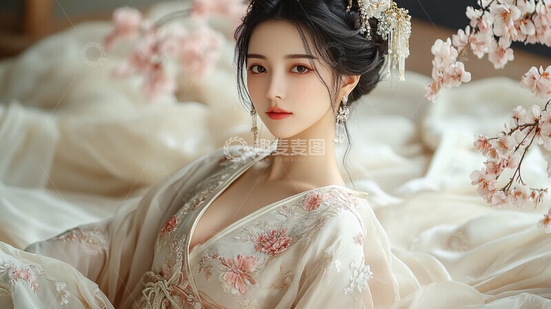 高清大图下载【趣麦麦图】汉服流纱花绣2