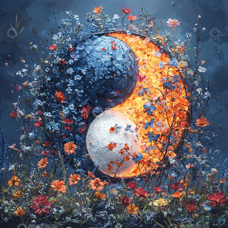 高清大图下载【趣麦麦图】阴阳蓝橙花植图1