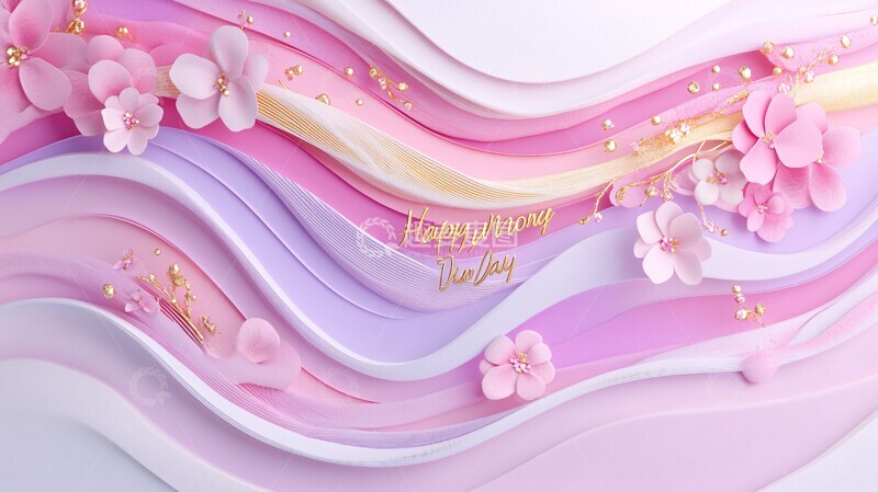 高清大图下载【趣麦麦图】妇女节纸雕背景3