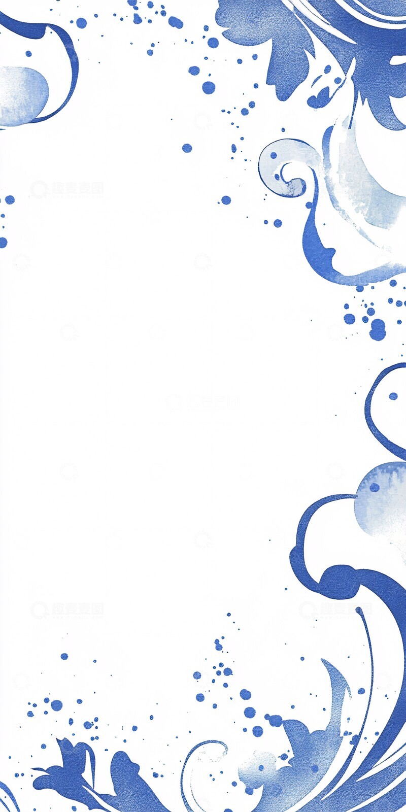 高清大图下载【趣麦麦图】青花瓷纹样青花白瓷纹样3