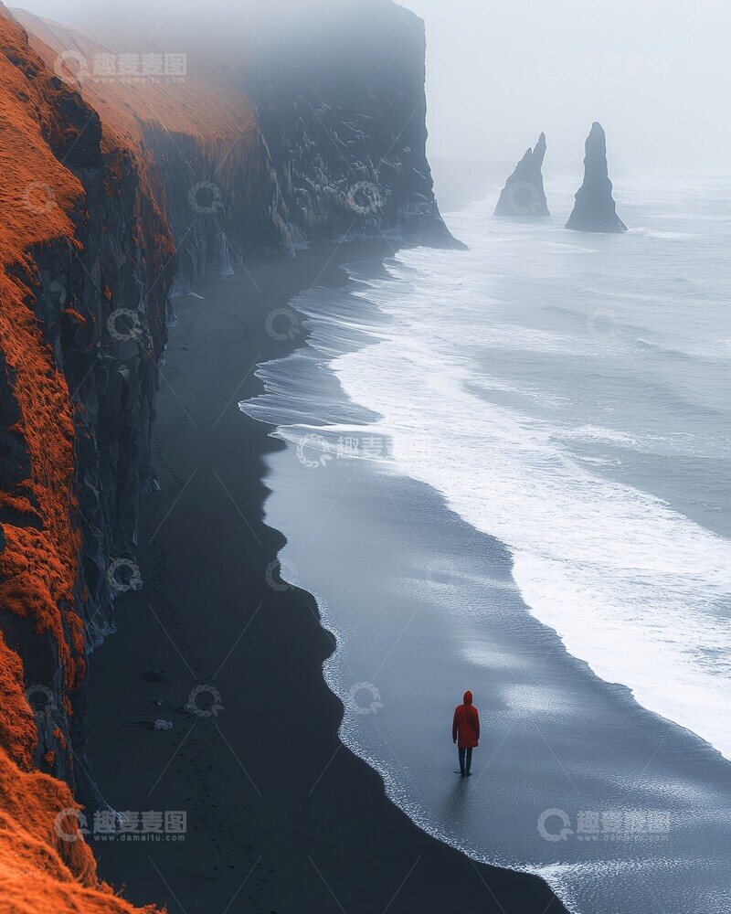 高清大图下载【趣麦麦图】黑沙海雾黑沙摄影空拍2