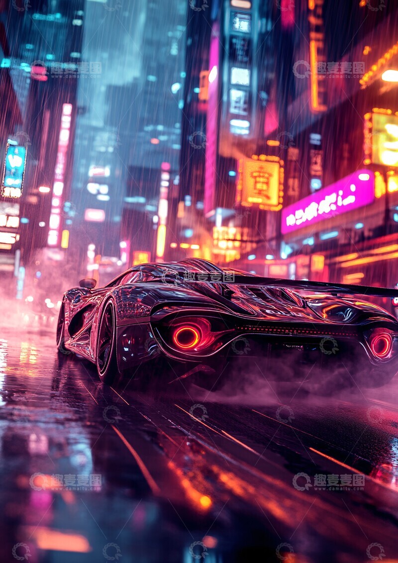 高清大图下载【趣麦麦图】豪车穿梭霓虹街