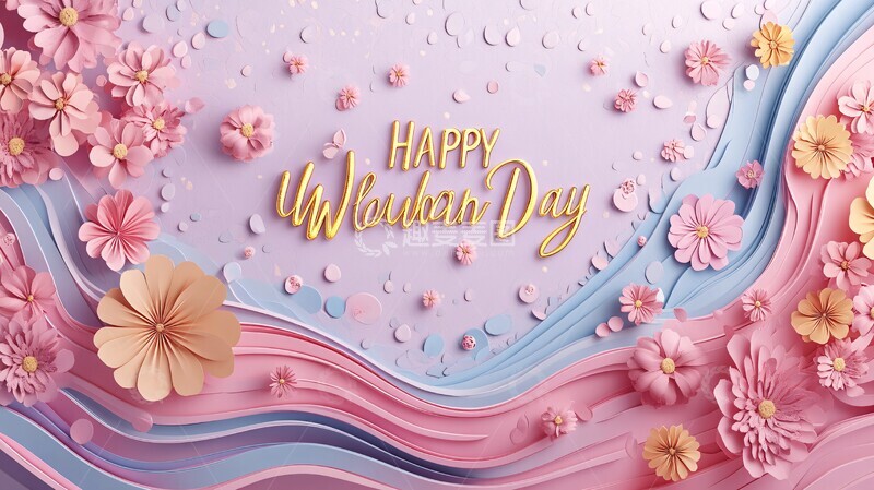 高清大图下载【趣麦麦图】妇女节纸雕背景2