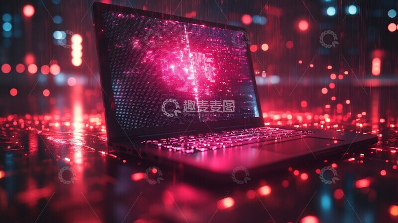 高清大图下载【趣麦麦图】电脑科技霓虹笔记本3
