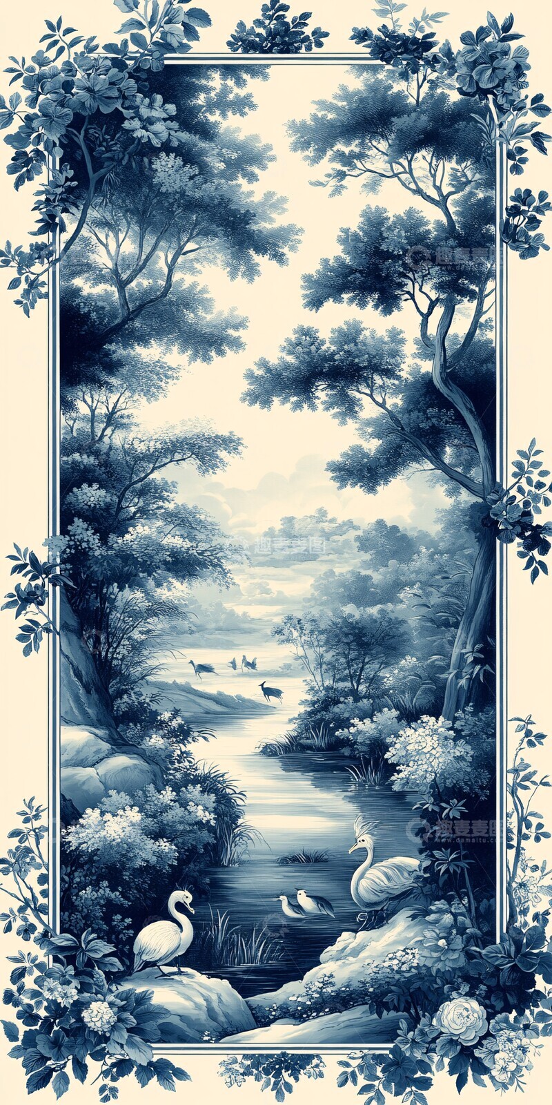 高清大图下载【趣麦麦图】动物丛林瓷边图案3